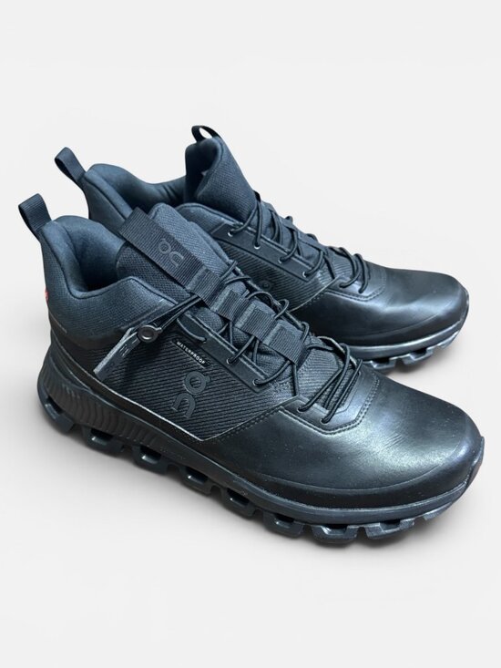 On Clouds Shoes - On Cloud Hi Waterproof - All Black High Top Sneakers - Women's 9.5
